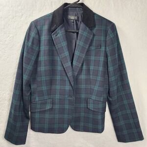 Y2K Talbots Plaid Riding Blazer Jacket Dark Academia Equestrian Wool B Womens 10